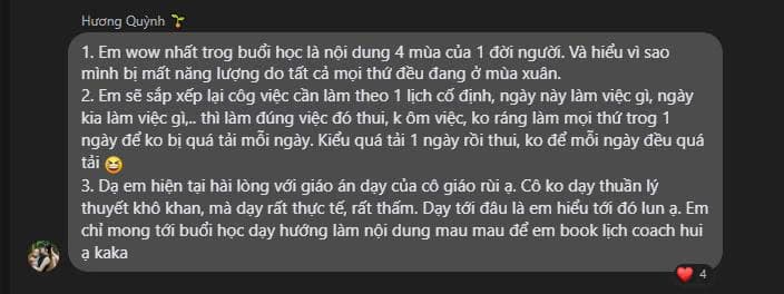 Tin nhắn học viên chia sẻ kết quả sau khóa Growth Content