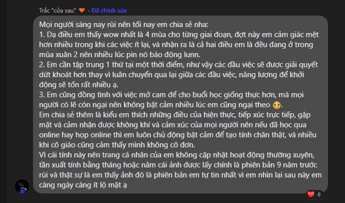 Tin nhắn học viên chia sẻ kết quả sau khóa Growth Content